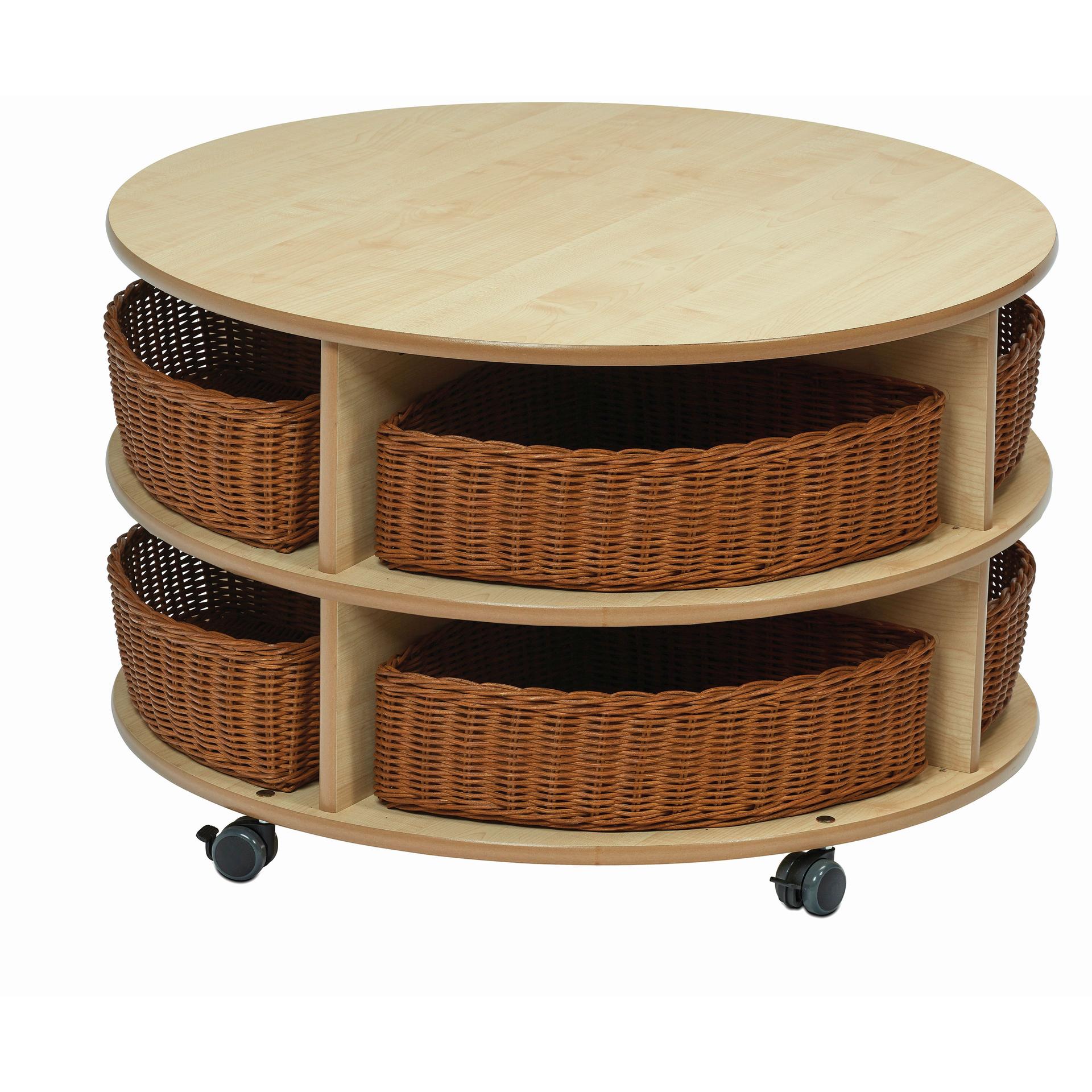 The Double Tier Mobile Circular Storage Unit with Baskets, with a white background.