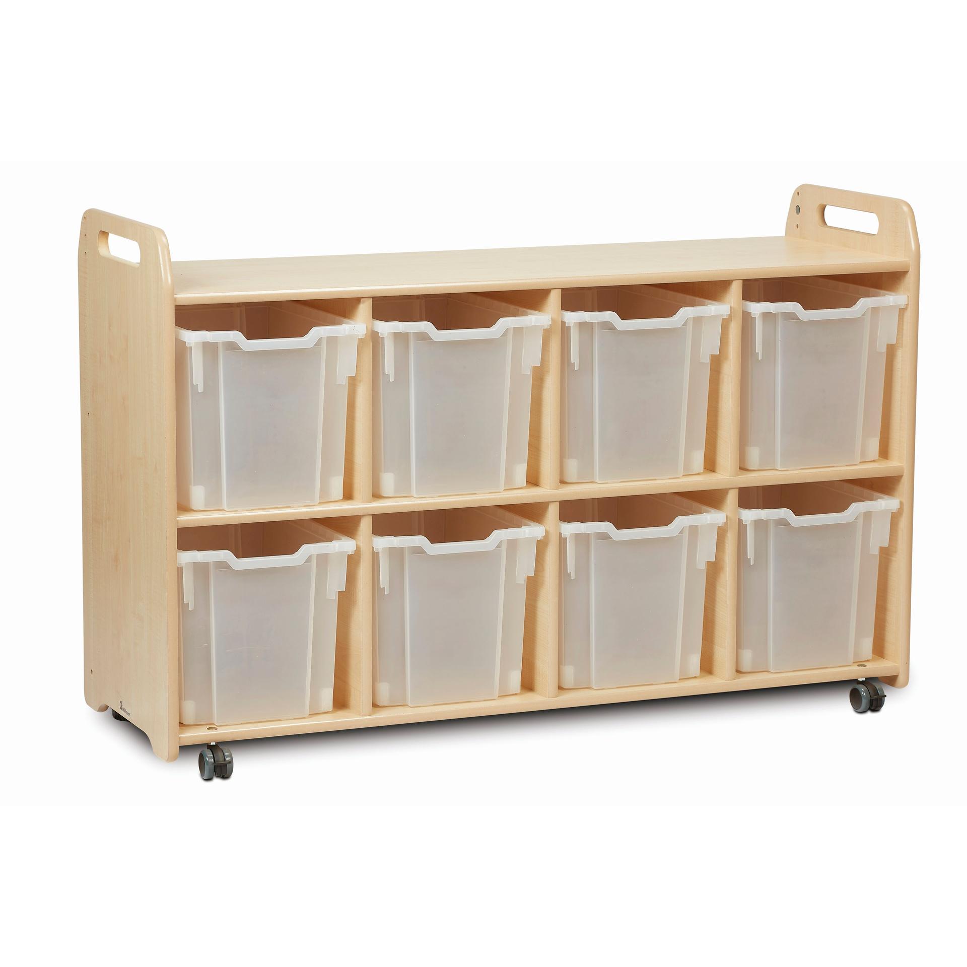 The Discovery Shelf Storage with 8 Jumbo Trays (4 Column), with a white background.