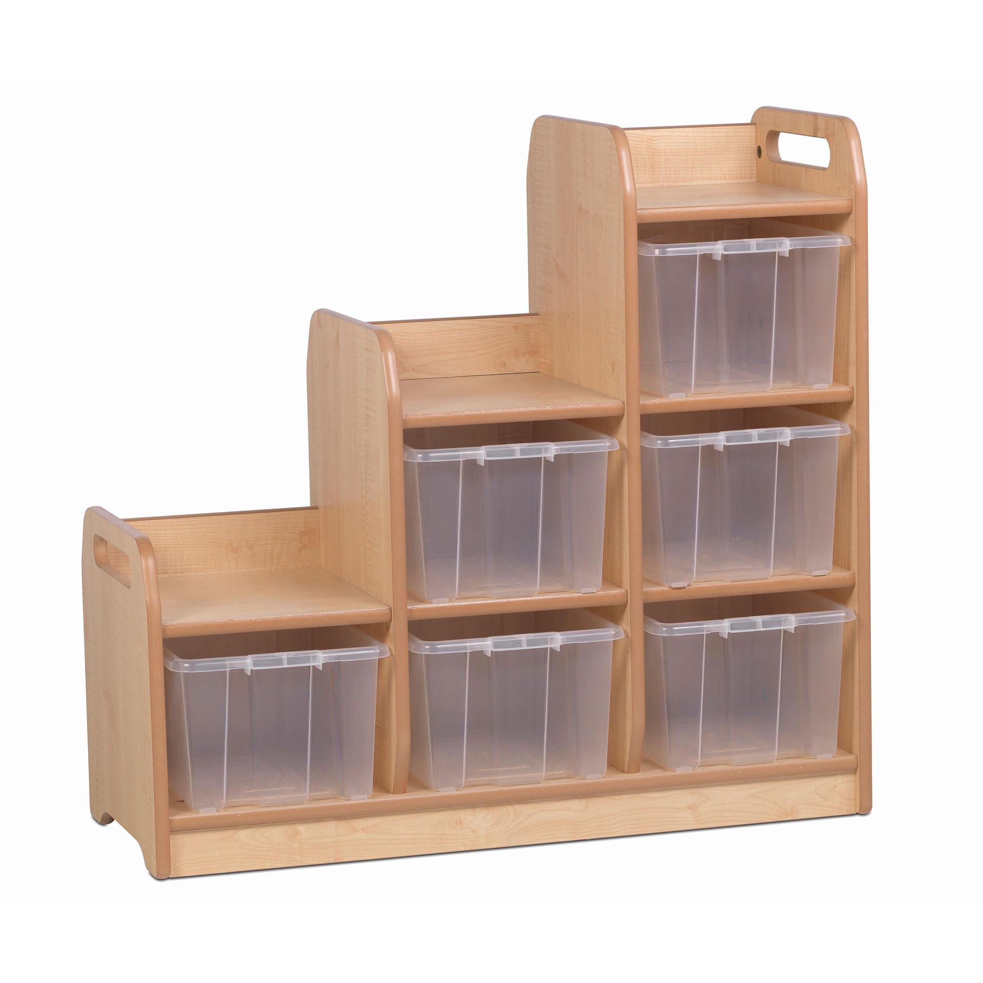 The Stepped Storage Right Hand with Clear Tubs, with a white background.