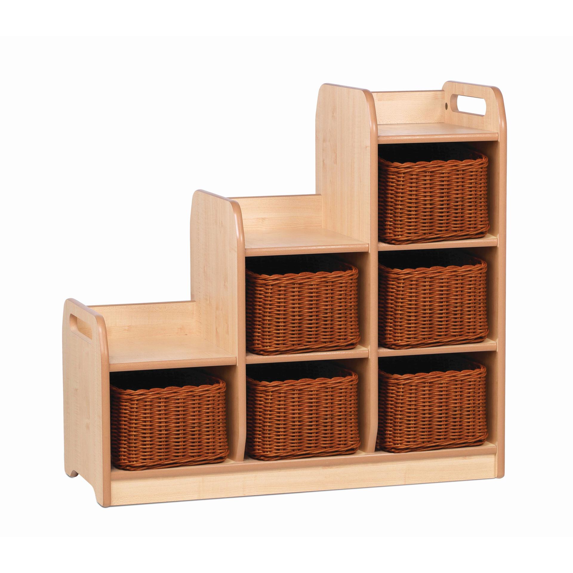 The Stepped Storage Right Hand with Baskets, with a white background.