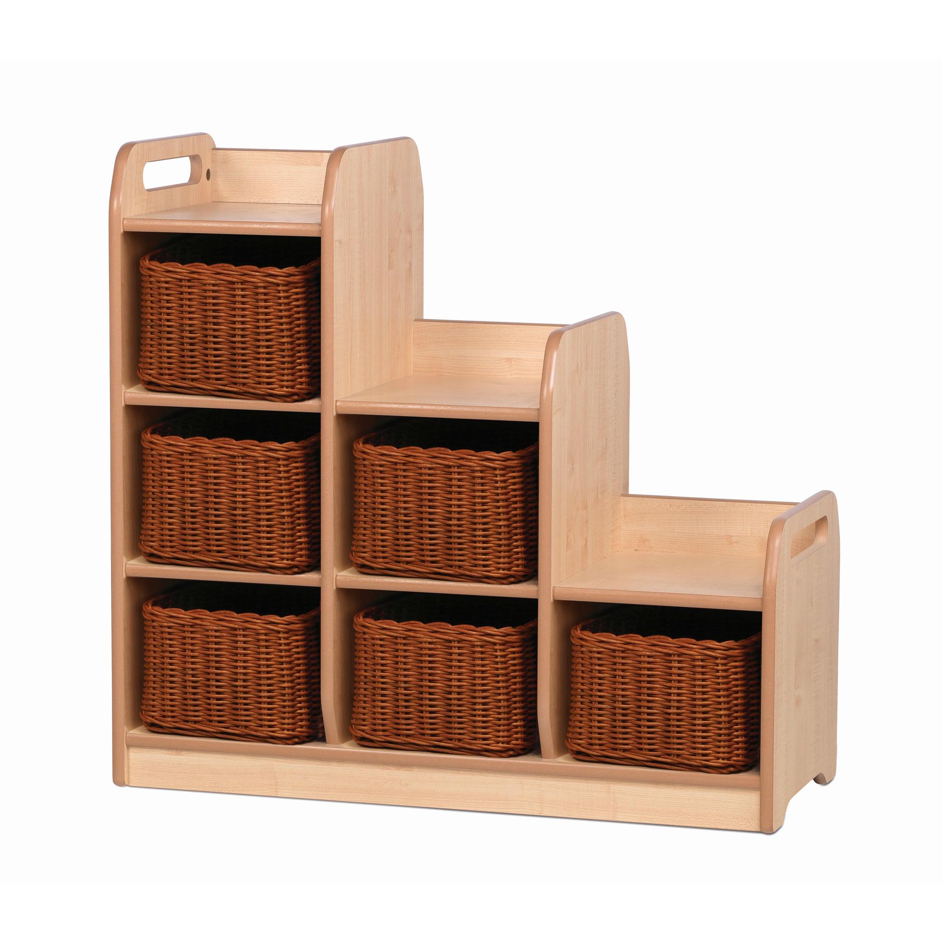 The Stepped Storage Left Hand with Baskets, with a white background.