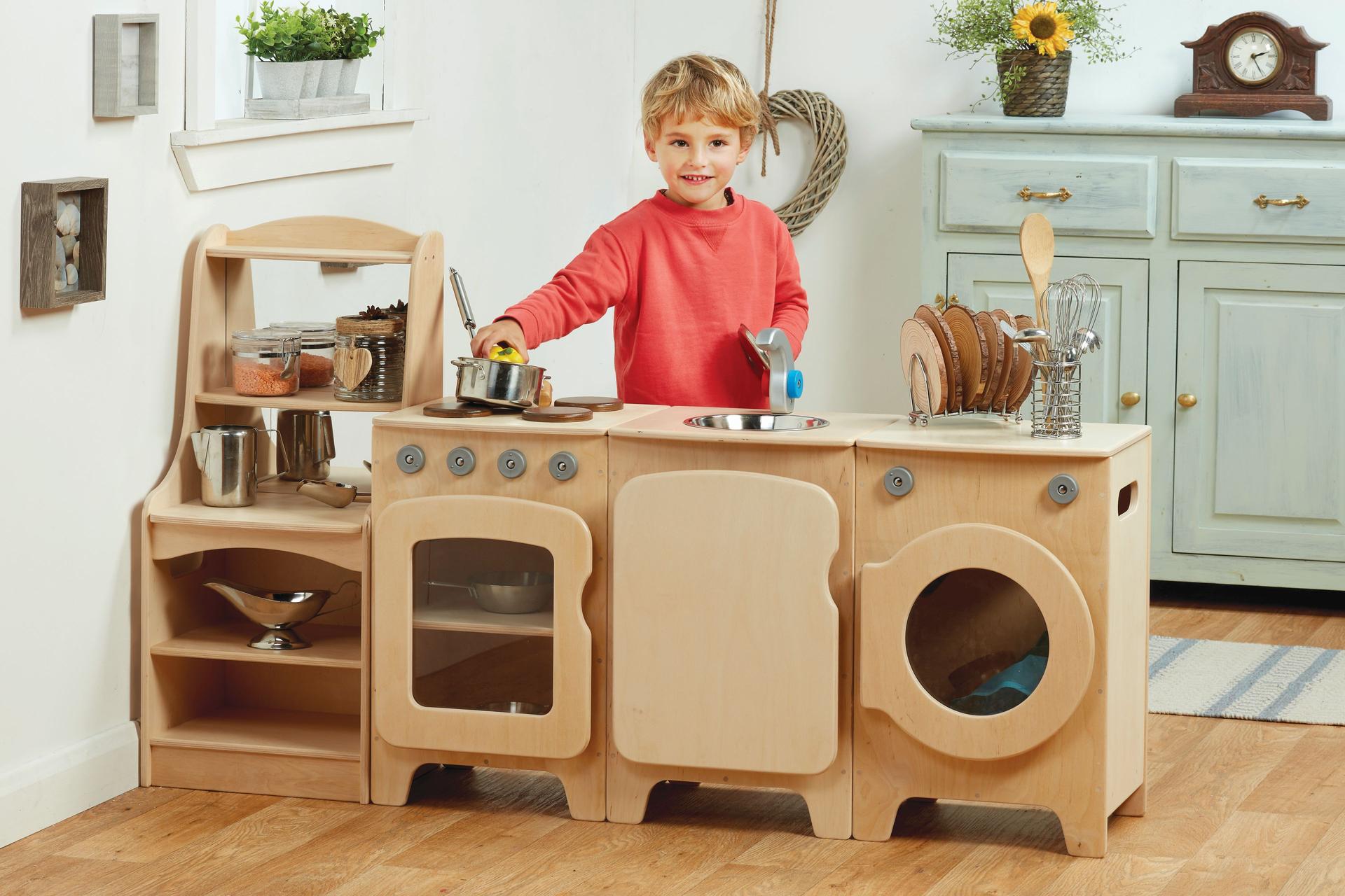 Natural Kitchen Set of 4  - Cooker, Sink, Washer, Storage Dresser (H550mm)