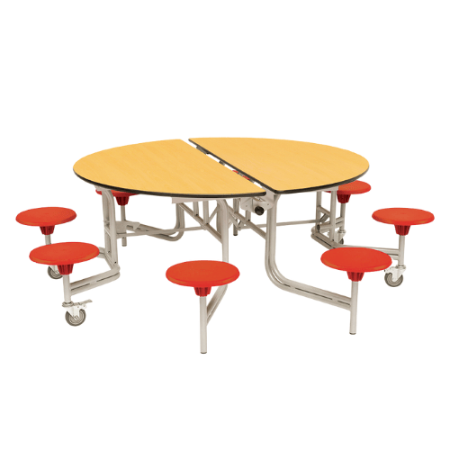 Spaceright 8 seater table Maple and Red Seats