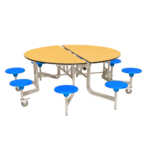 Spaceright 8 seater table Maple and Blue Seats