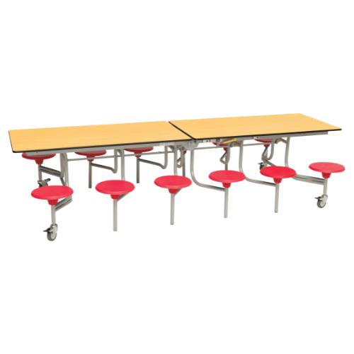 Spaceright 12 seater table Maple and Red Seats