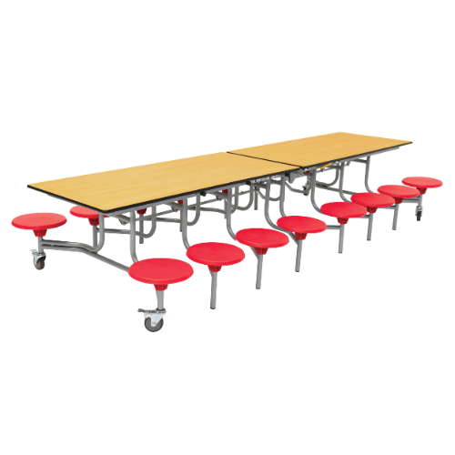 Spaceright 16 seater table Maple and Red Seats