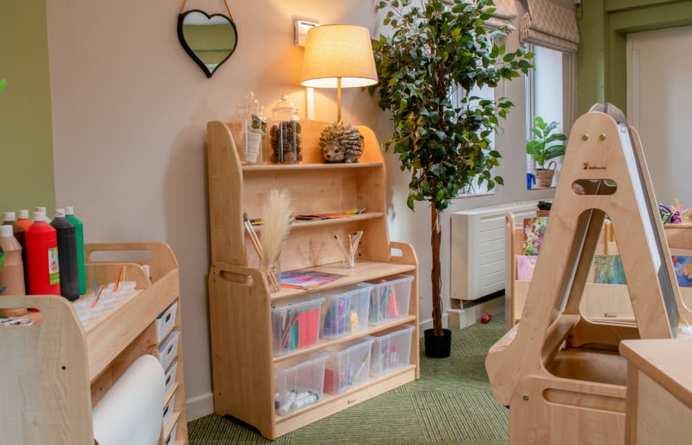 A Millhouse Welsh Dresser is placed in a classroom, with other Millhouse classroom furniture surrounding the main piece.