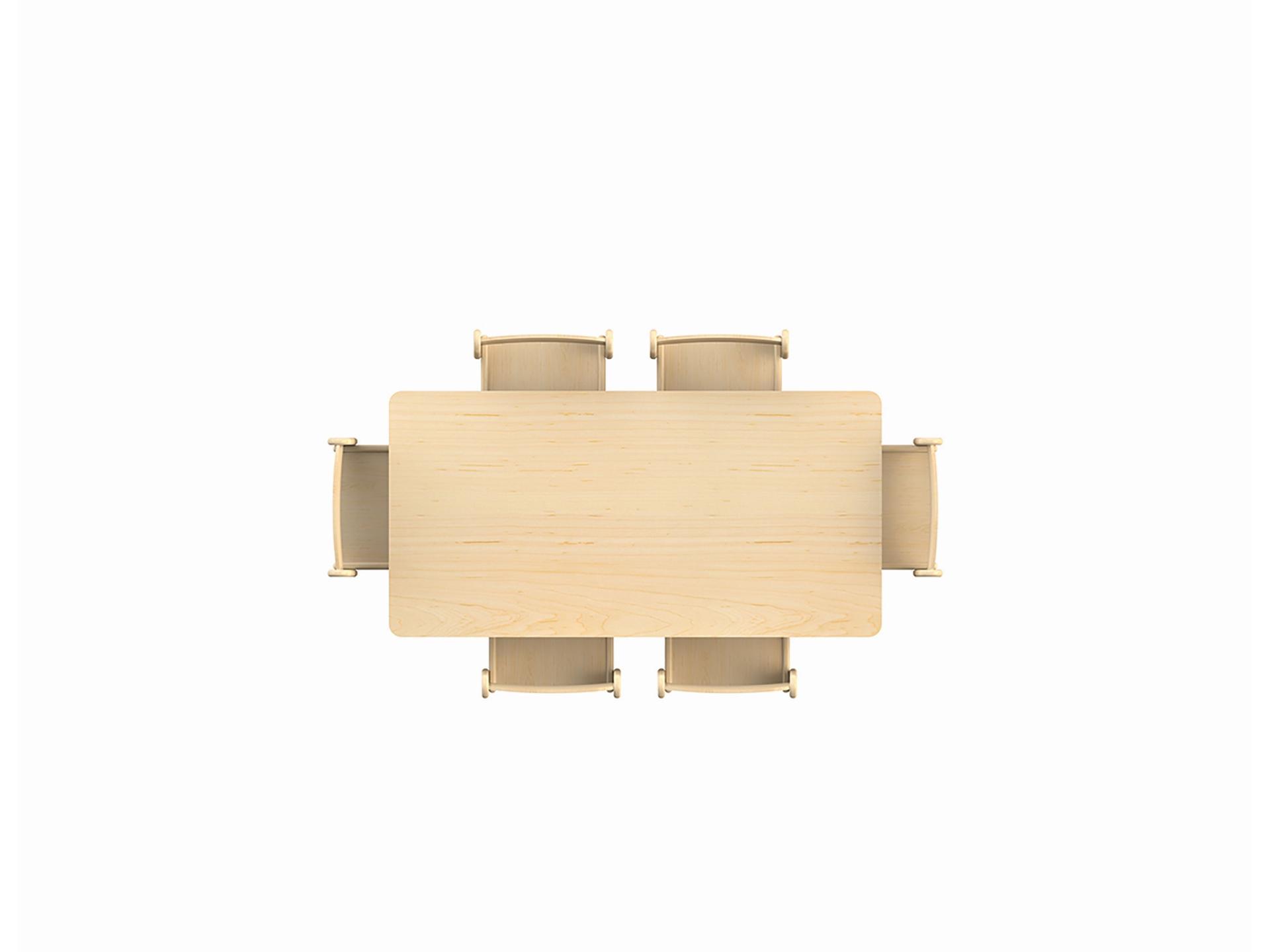 millhouse rectangle table with six sturdy chairs from a birds eye view