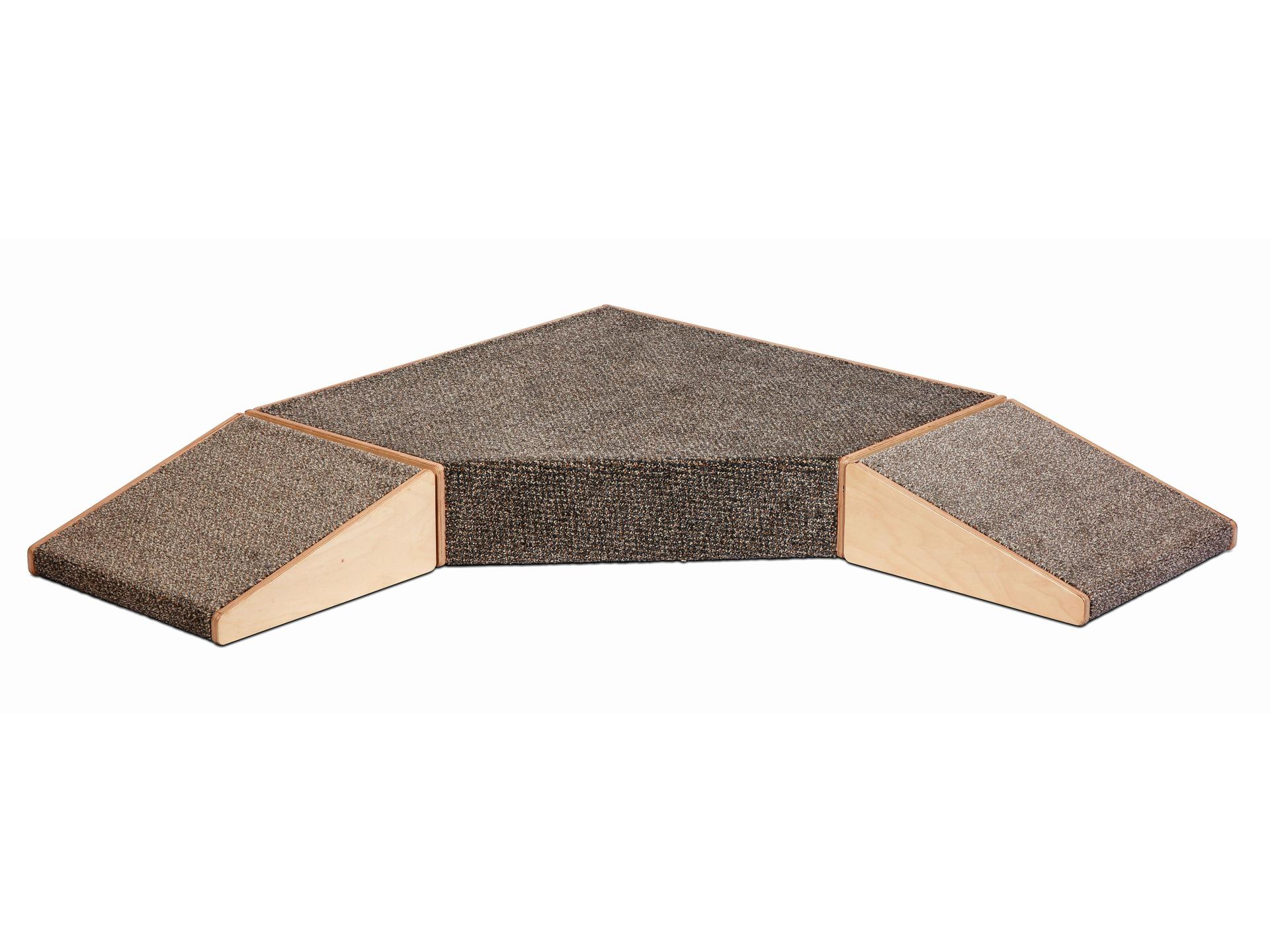 millhouse cornered soft play stepped unit with wooden sides and carpeted top