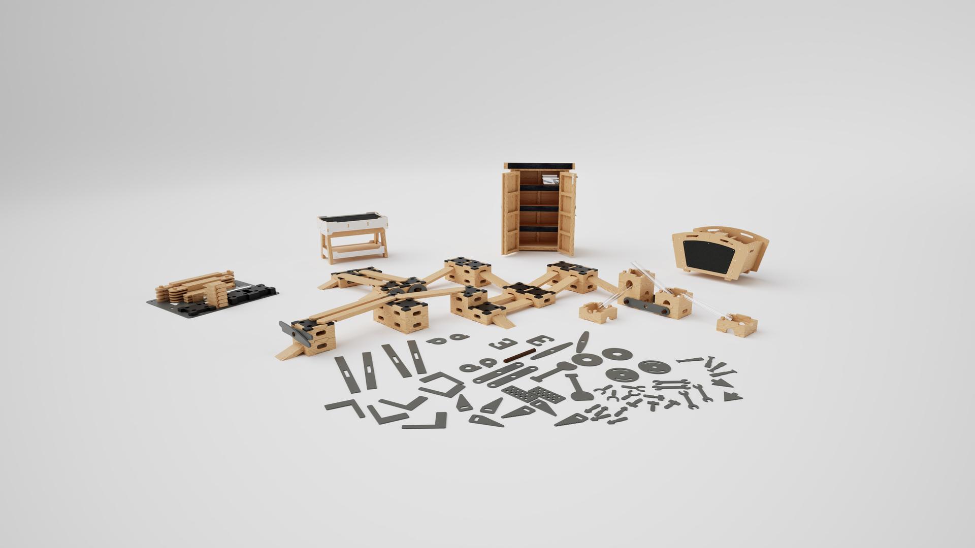 A 3D image of the nursery construction package