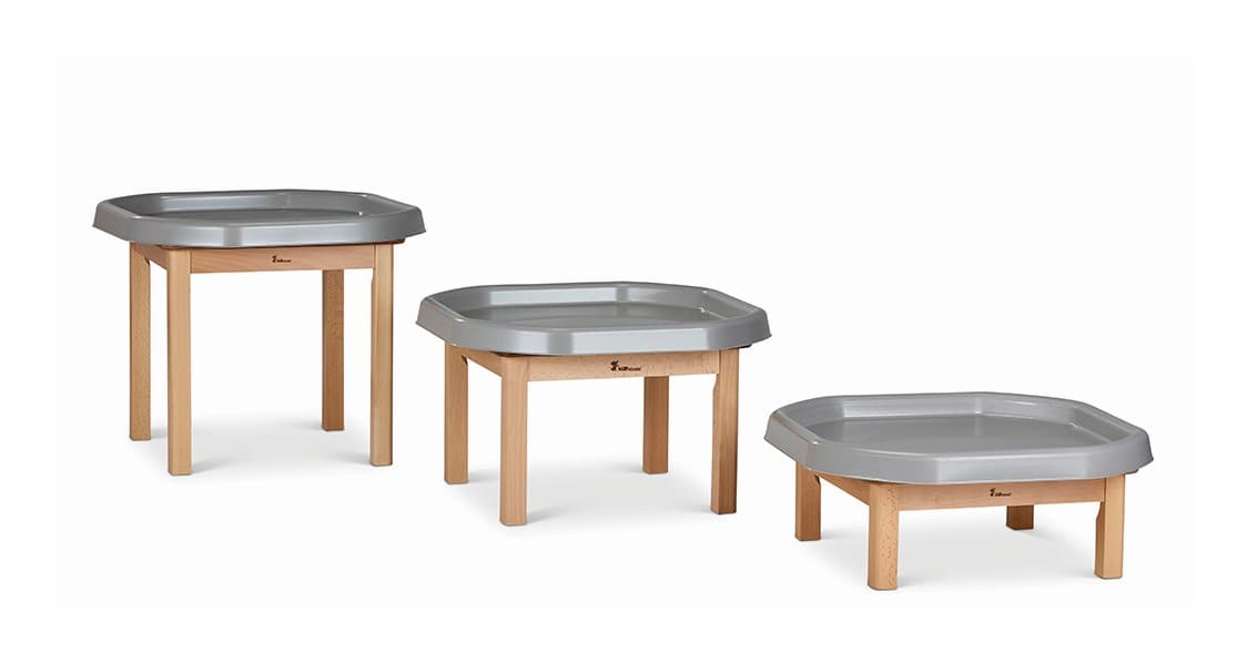 Small table with removable tray. Can be used for water, sand, or small toys. Sturdy and child-height.