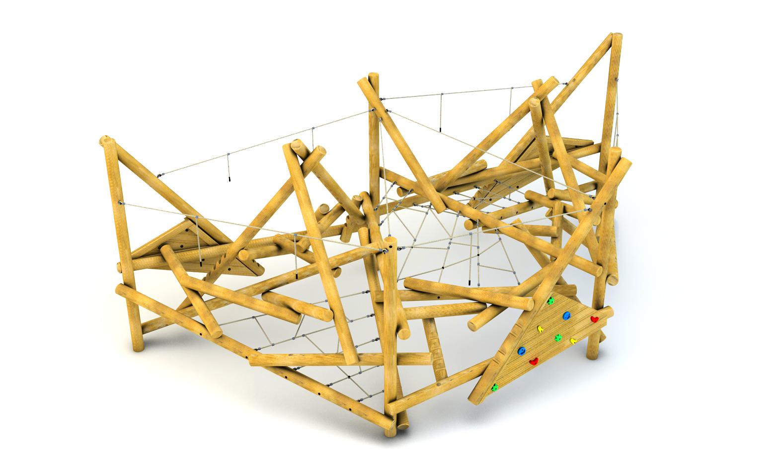 Wooden Crinkle Crags climbing frame 3d render