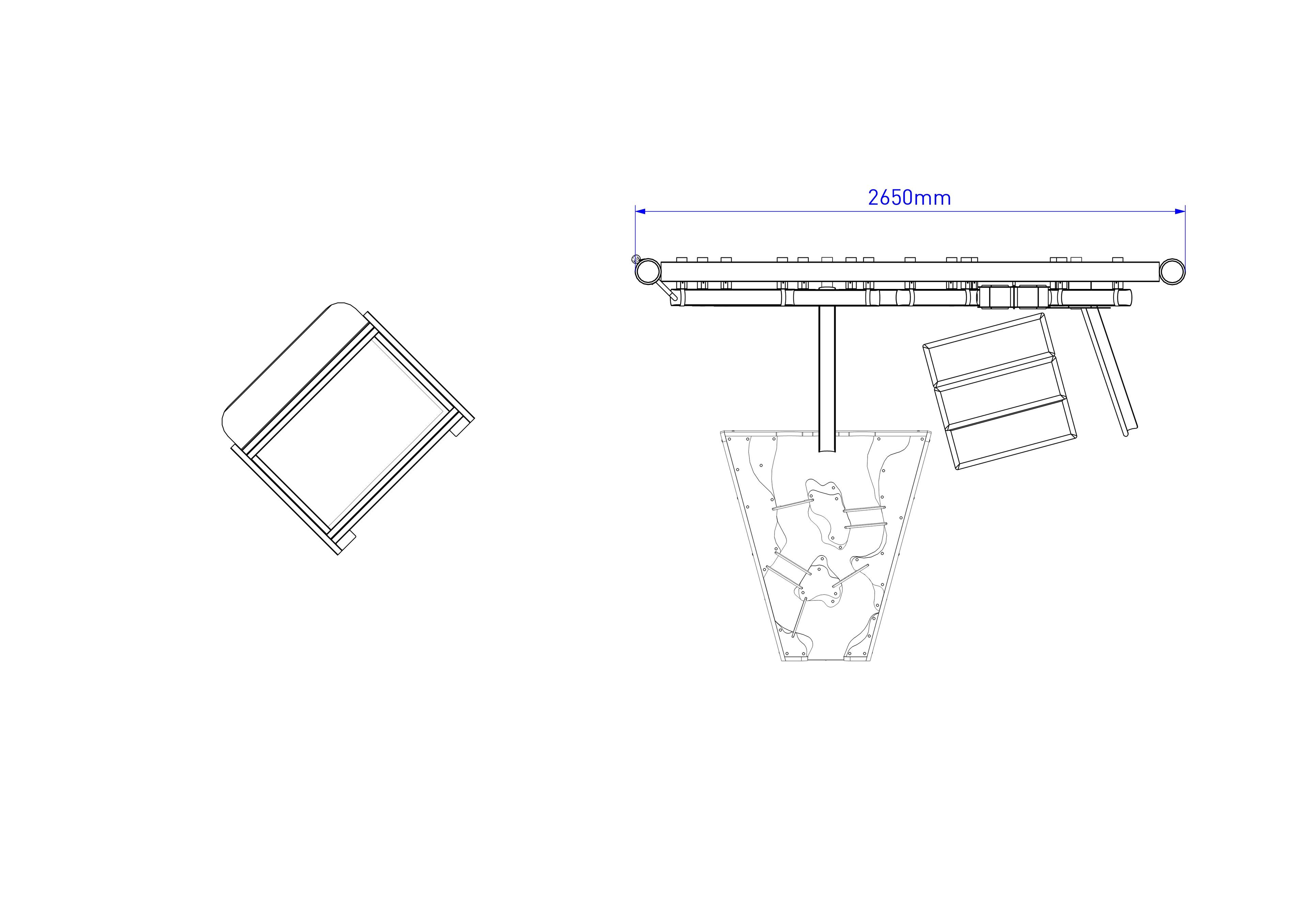 A technical drawing showing the dimensons of the Water Wall with Damming Package