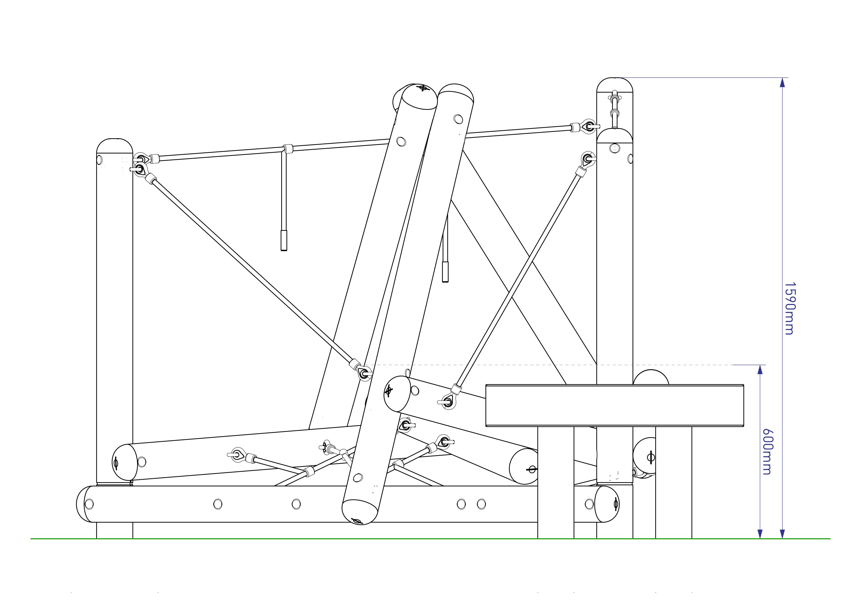 Technical drawing of Pinnacle Hill Climber with platform