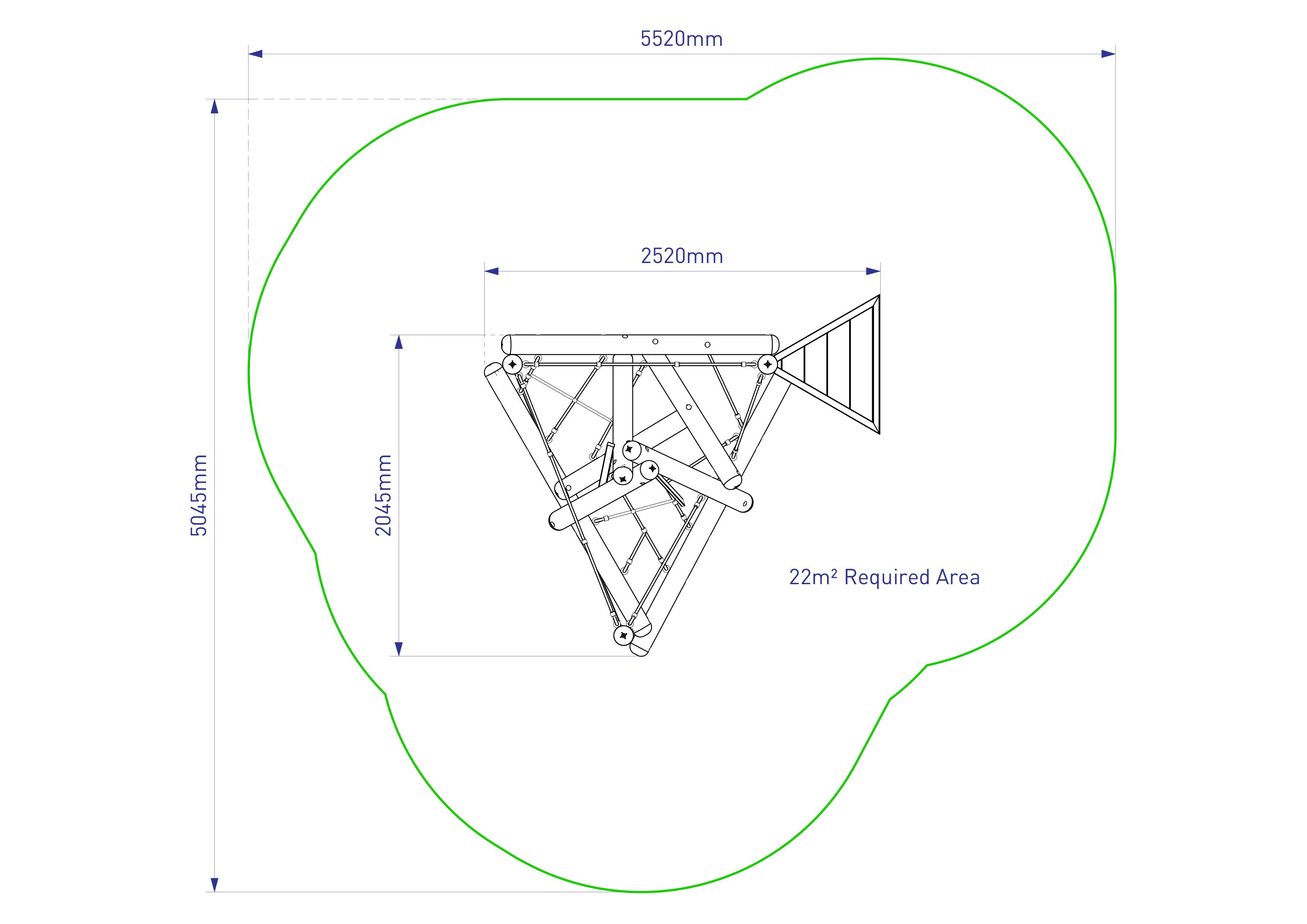 Technical drawing of Pinnacle Hill Climber with platform