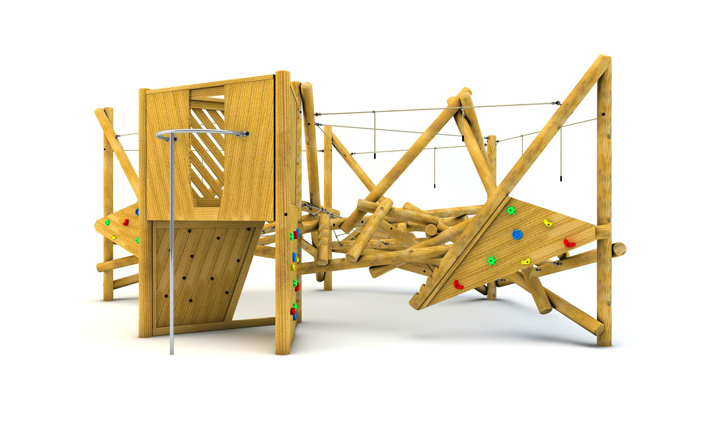 A 3D render of the Crinkle Crags Climber with Platform and Fireman's Pole, showcasing all the features.