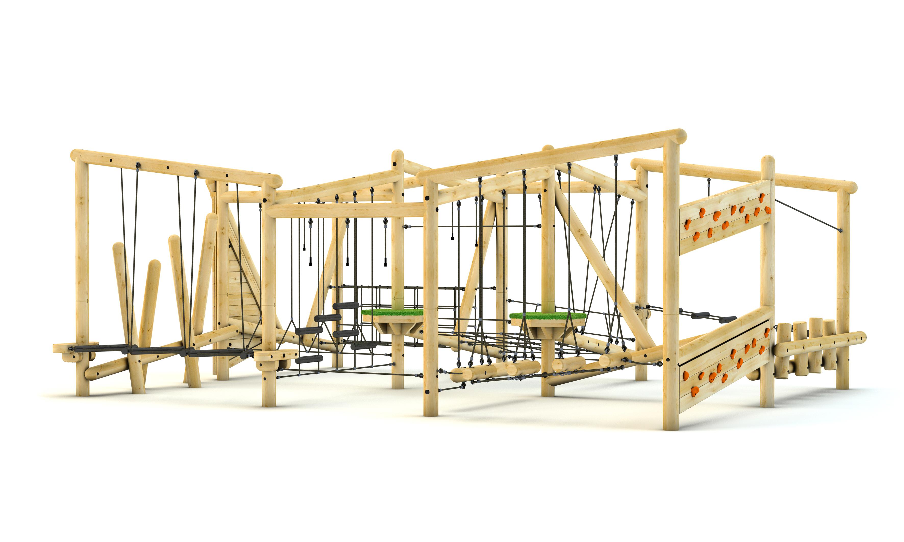 A 3D render of the Grizedale Forest Circuit from a side view, showcasing the immense size of the piece of play equipment.