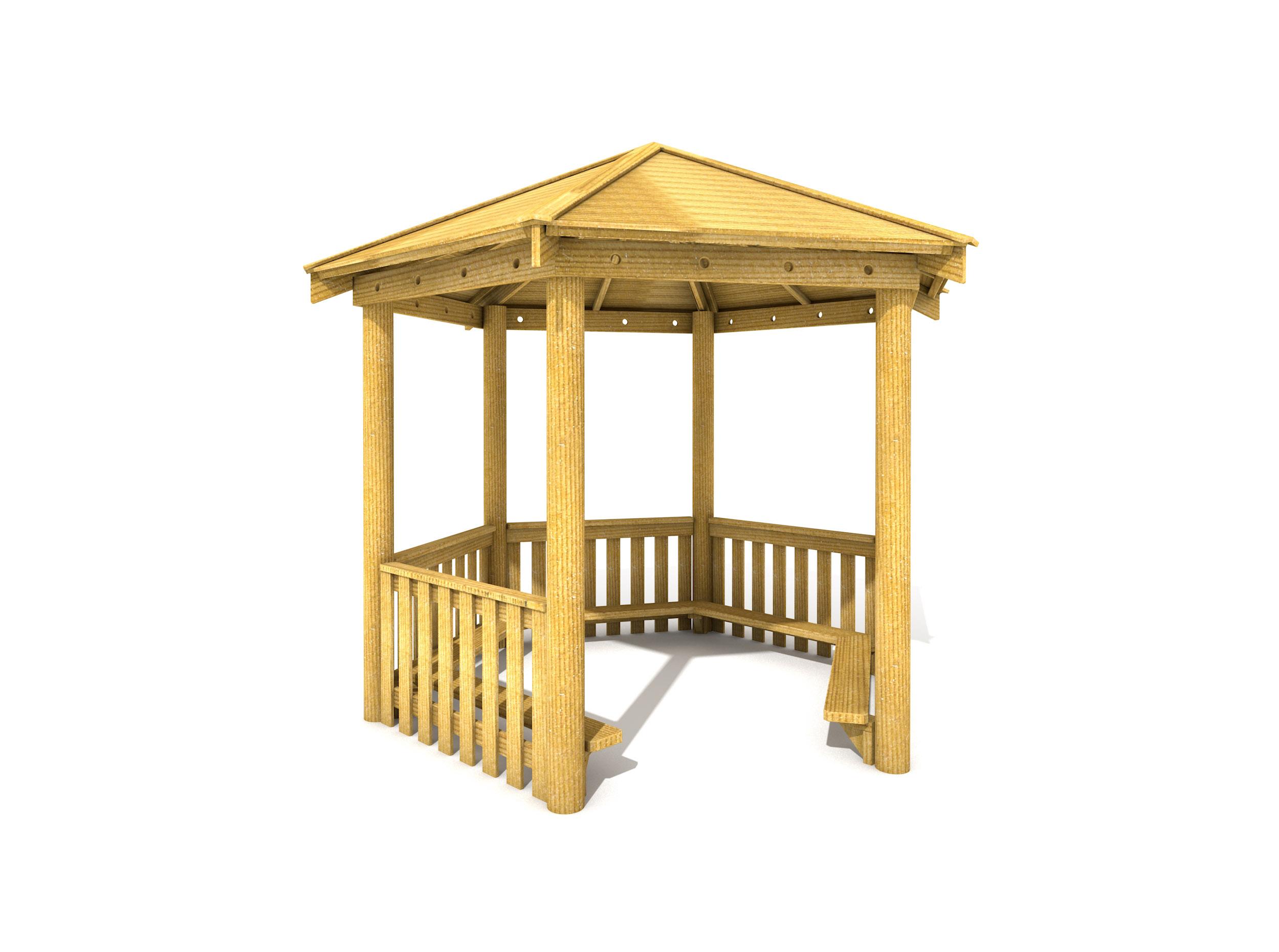 3.5M Outdoor Wooden Gazebo 3d render