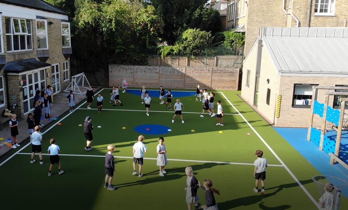 green artificial surfacing on a sports pitch