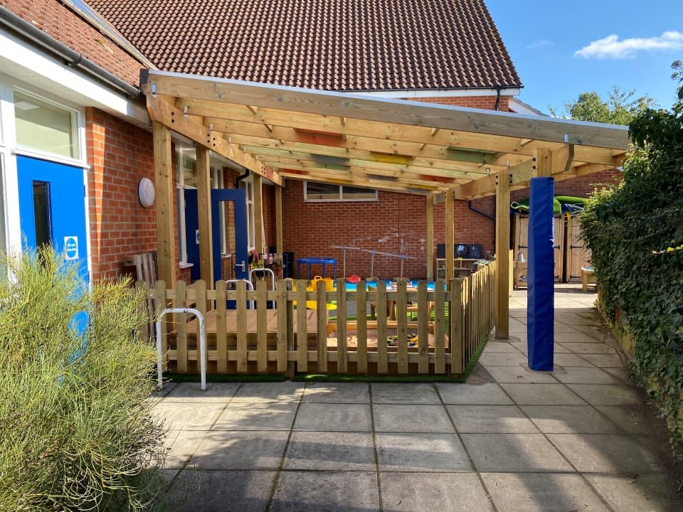 timber fencing around an early years area