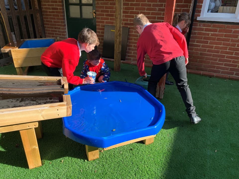 tuff spot table being played with at a primary school