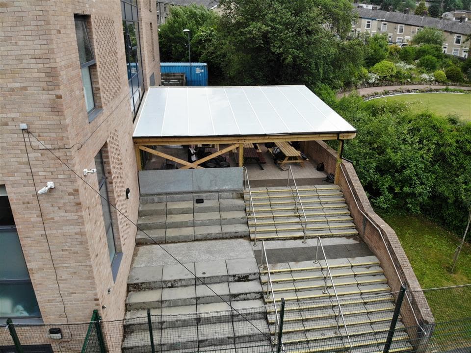 a birds eye view of a timber canopy