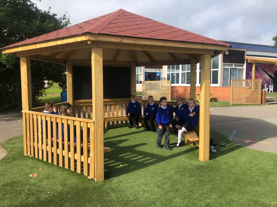 gazebo for school with decked base and sides 