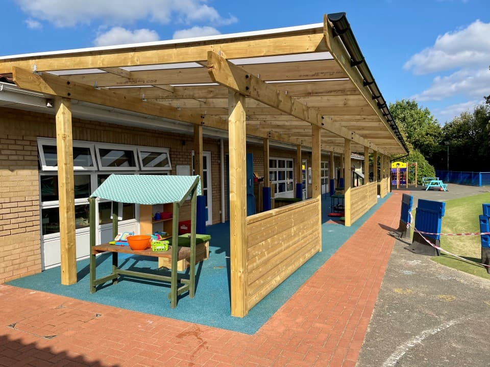 timber canopy with blue wetpour surfacing below