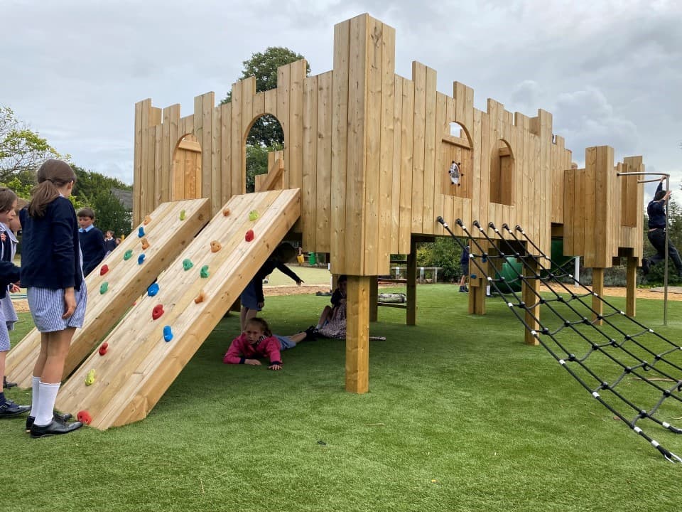climbing wall on the langley play castle