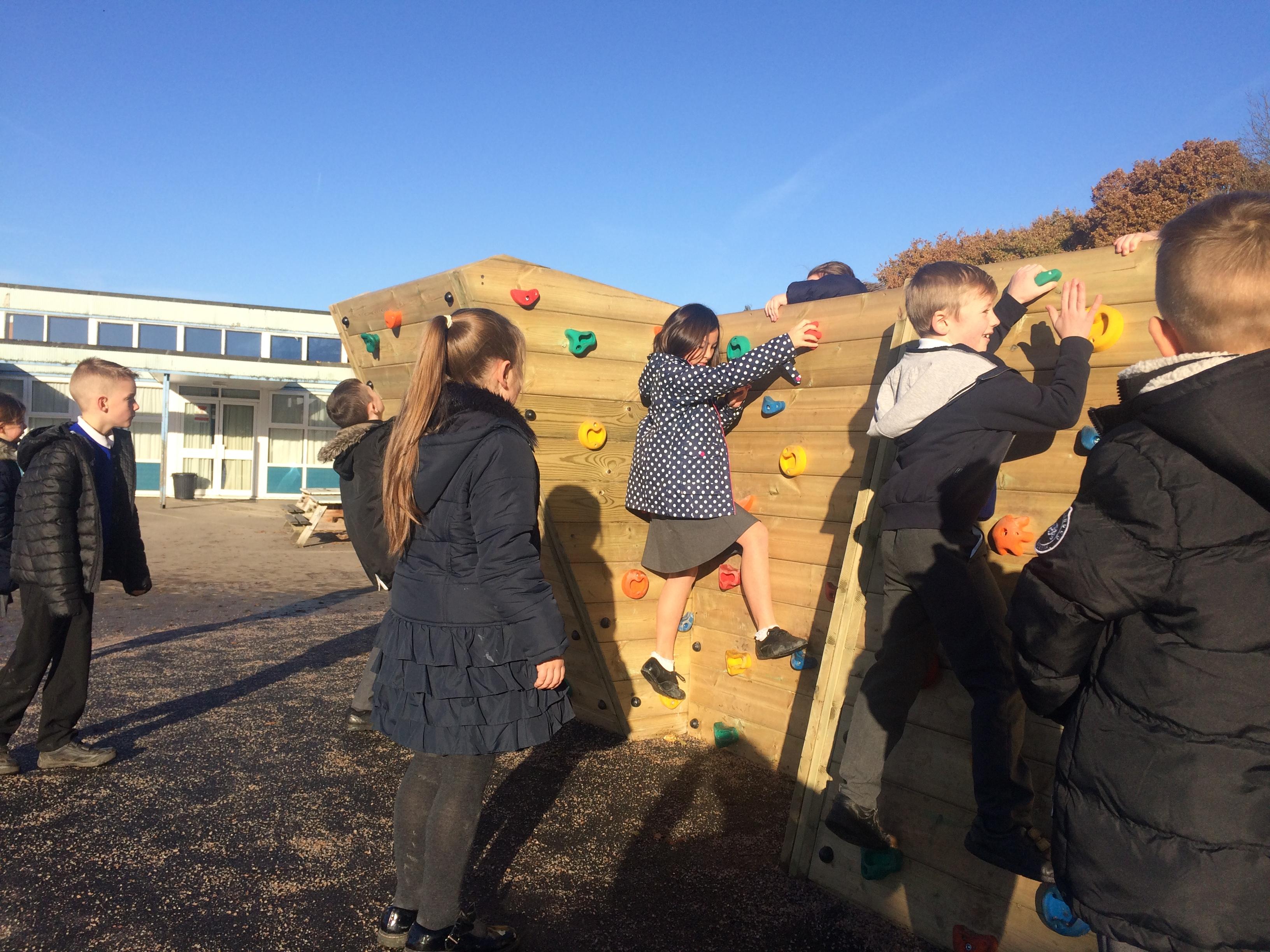 school playground climbing wall