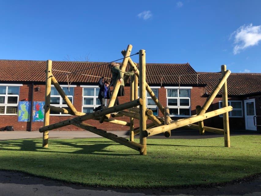 Log climbing frames for schools