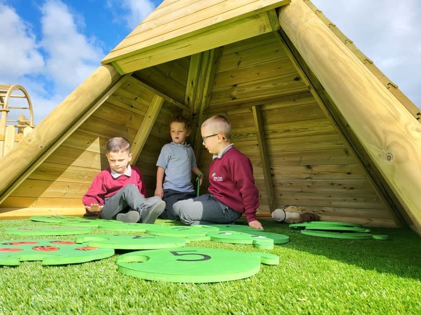 Children can sit inside the wigwam and relax 
