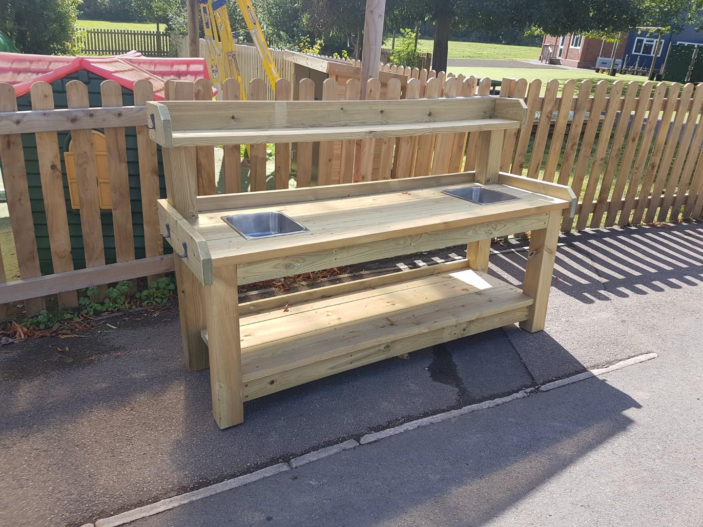 outdoor playground equipment, sorting bench