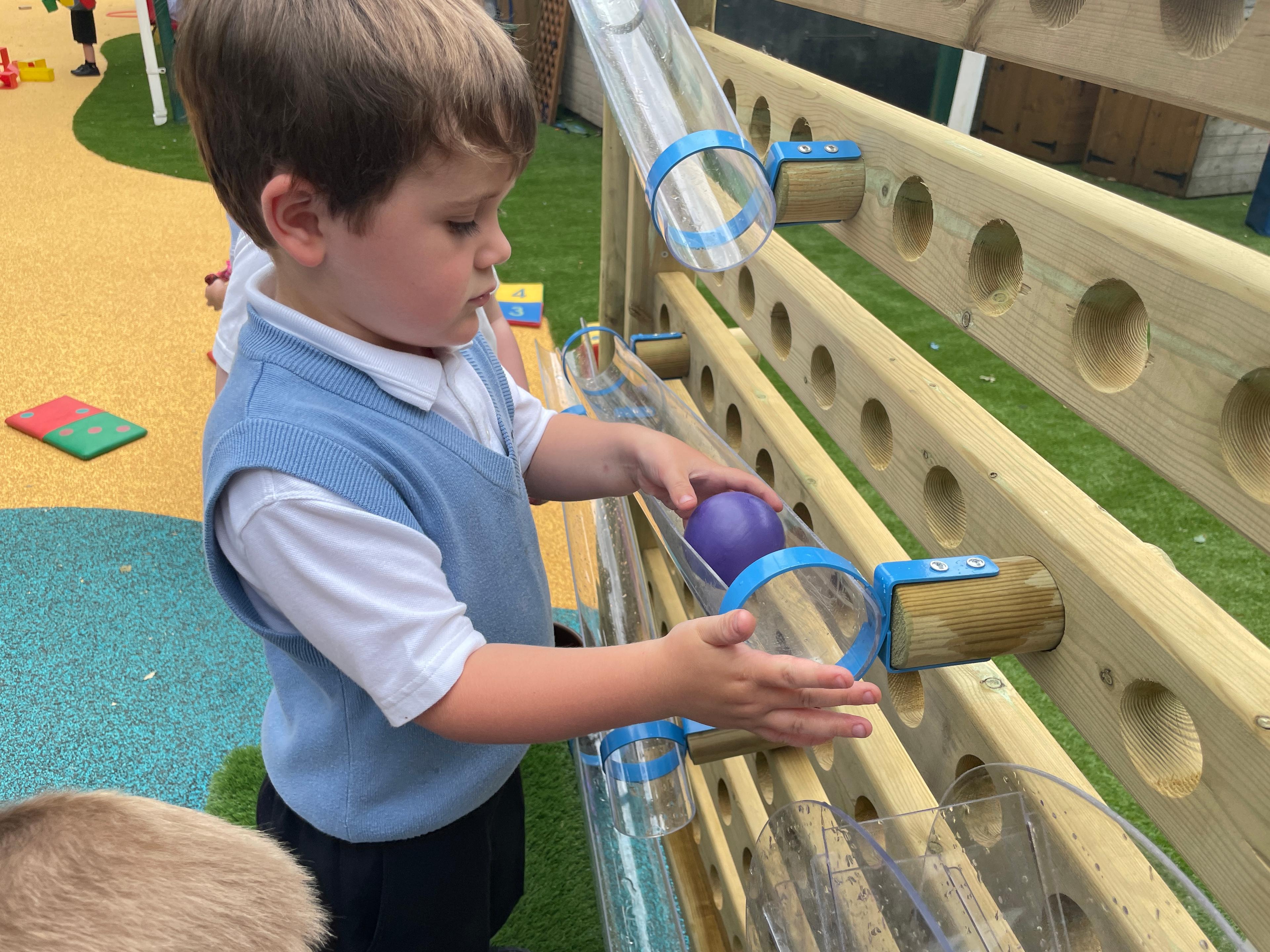 child play on water wall