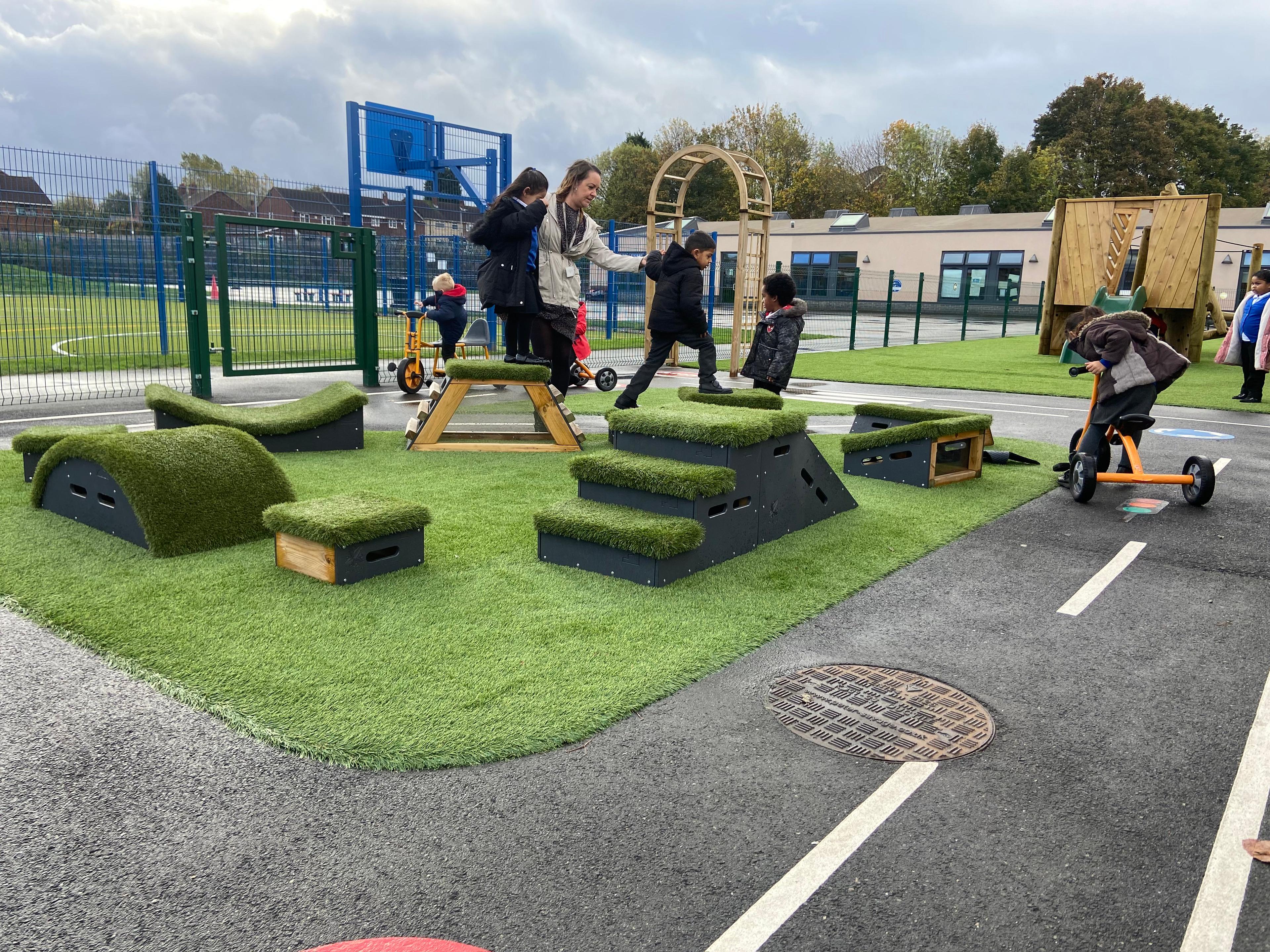 Moveable playground equipment for primary school settings