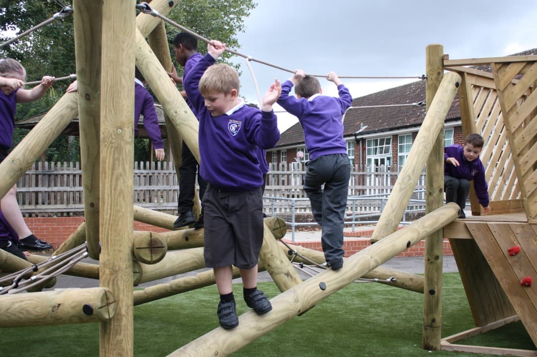 rope walk climber as children cross it
