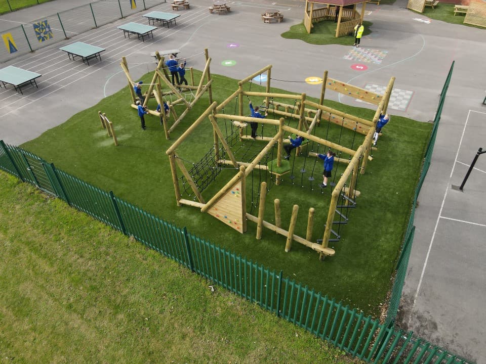 the grizedale forest circuit on artificial grass next to a bowfell climber