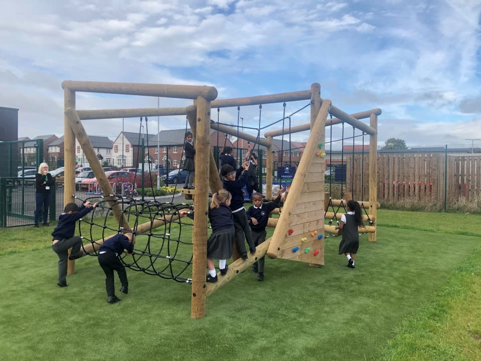 a side view of the climbing frame on the puzzlewood climber