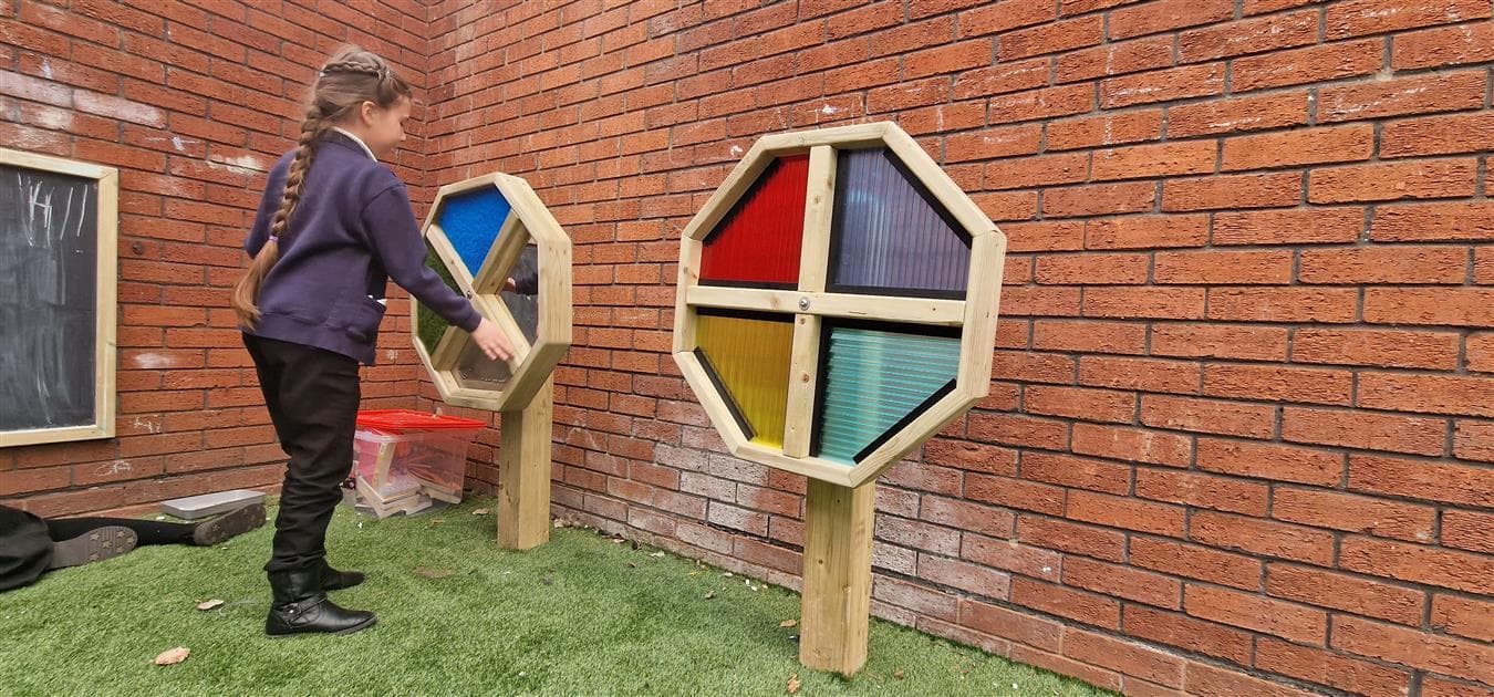 Outdoor sensory equipment for primary school settings