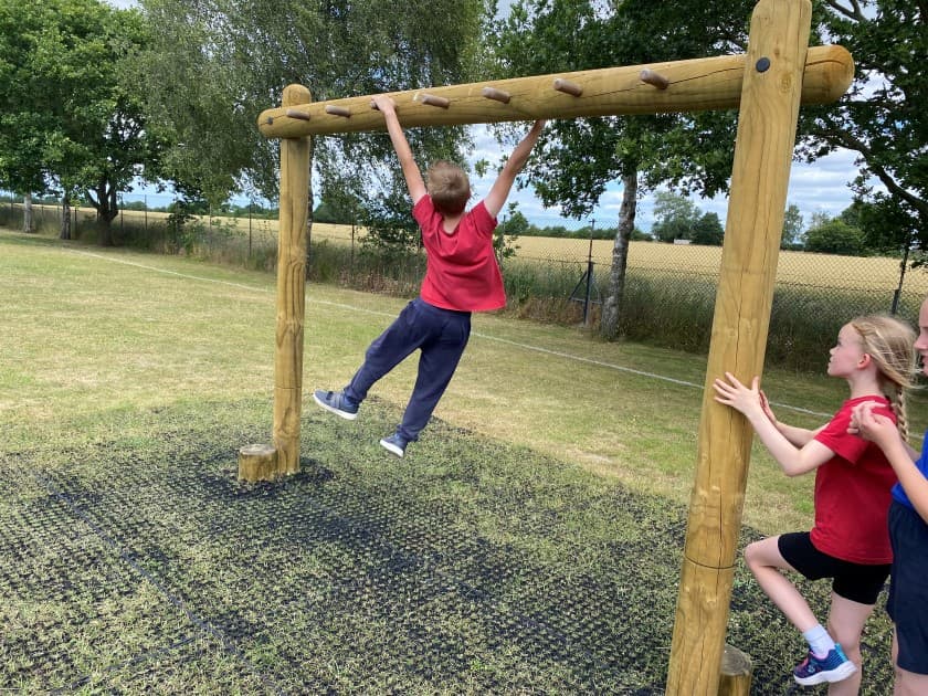 Children can build their upper strength on the monkey bars!