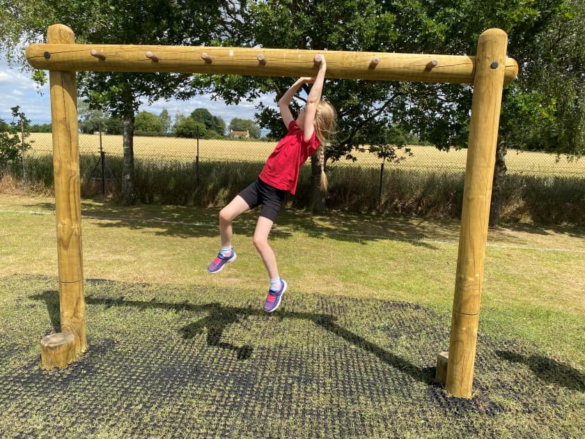 Children will refine their agility and strength on this play equipment