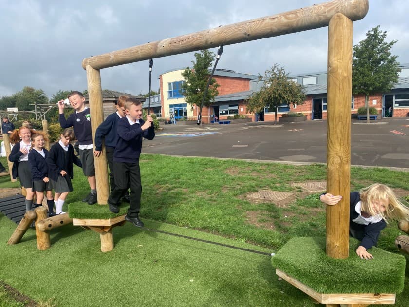 Children can improve their balance and coordination as they travel along this trail