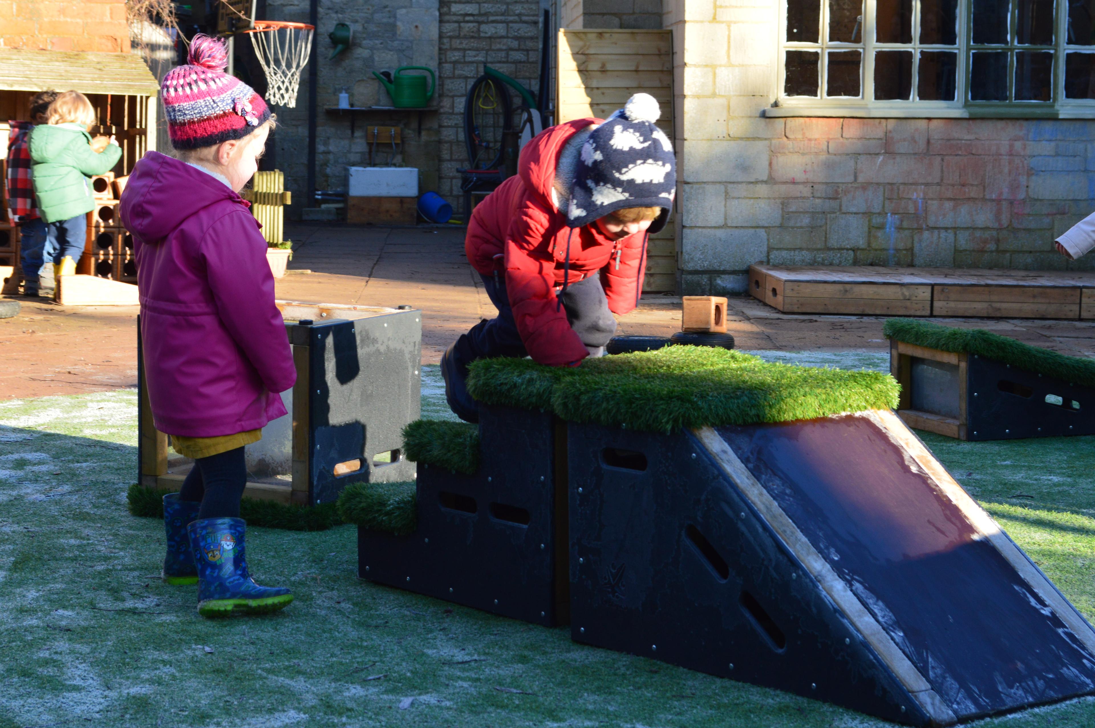 Early years moveable blocks for a playground setting