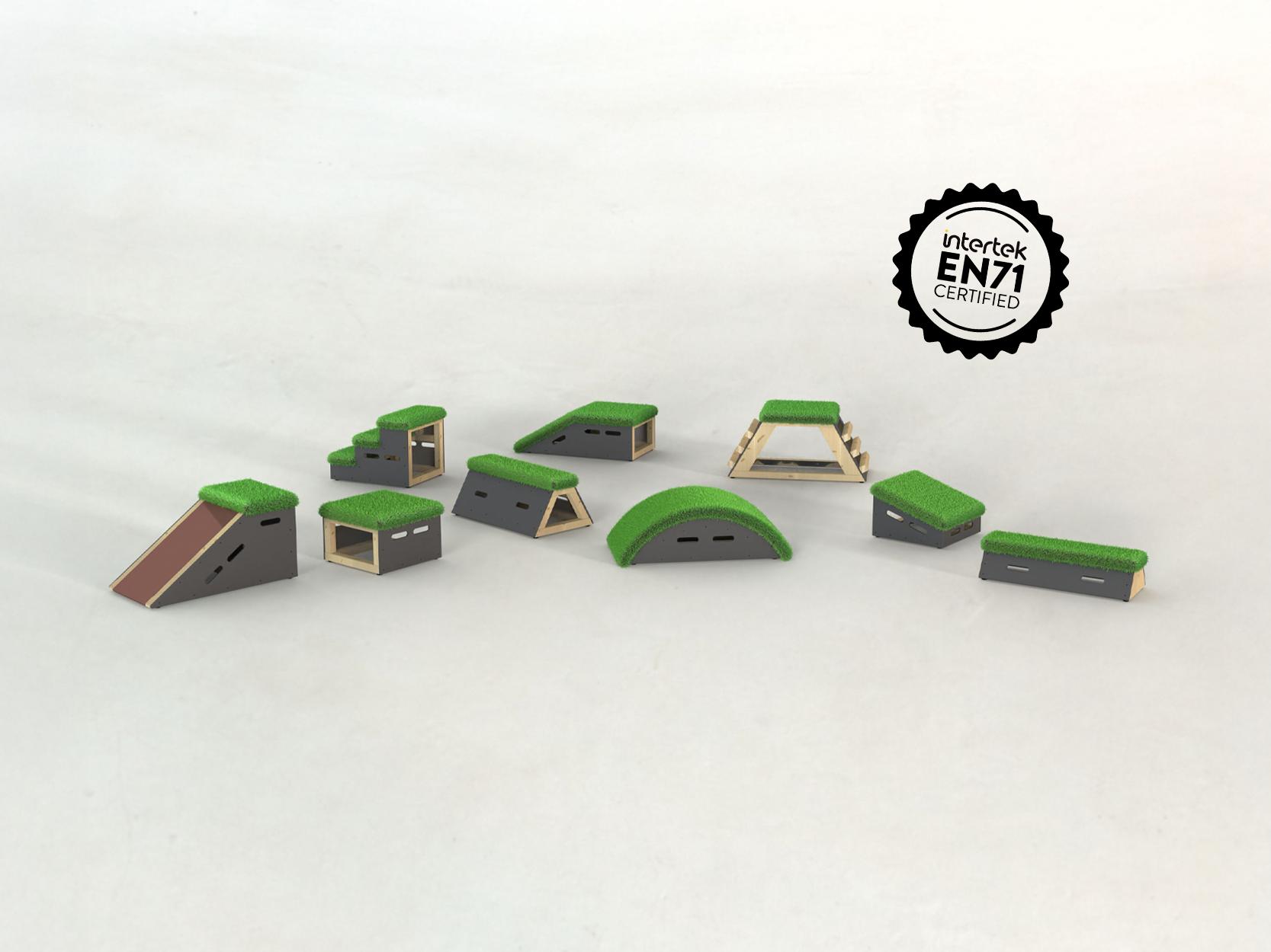 A 3D Visualisation of the Get Set Go Blocks featured within the Peaks set.
