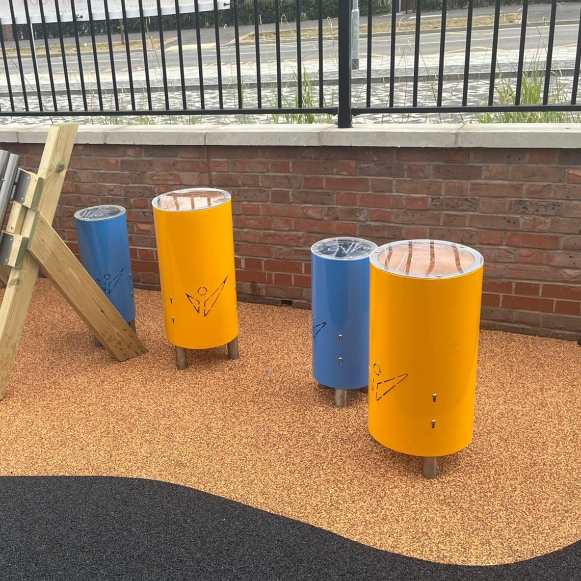 Our Duo Drums come in blue and yellow and make a fantastic addition to any playground