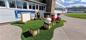 artificial grass top seats for playgrounds