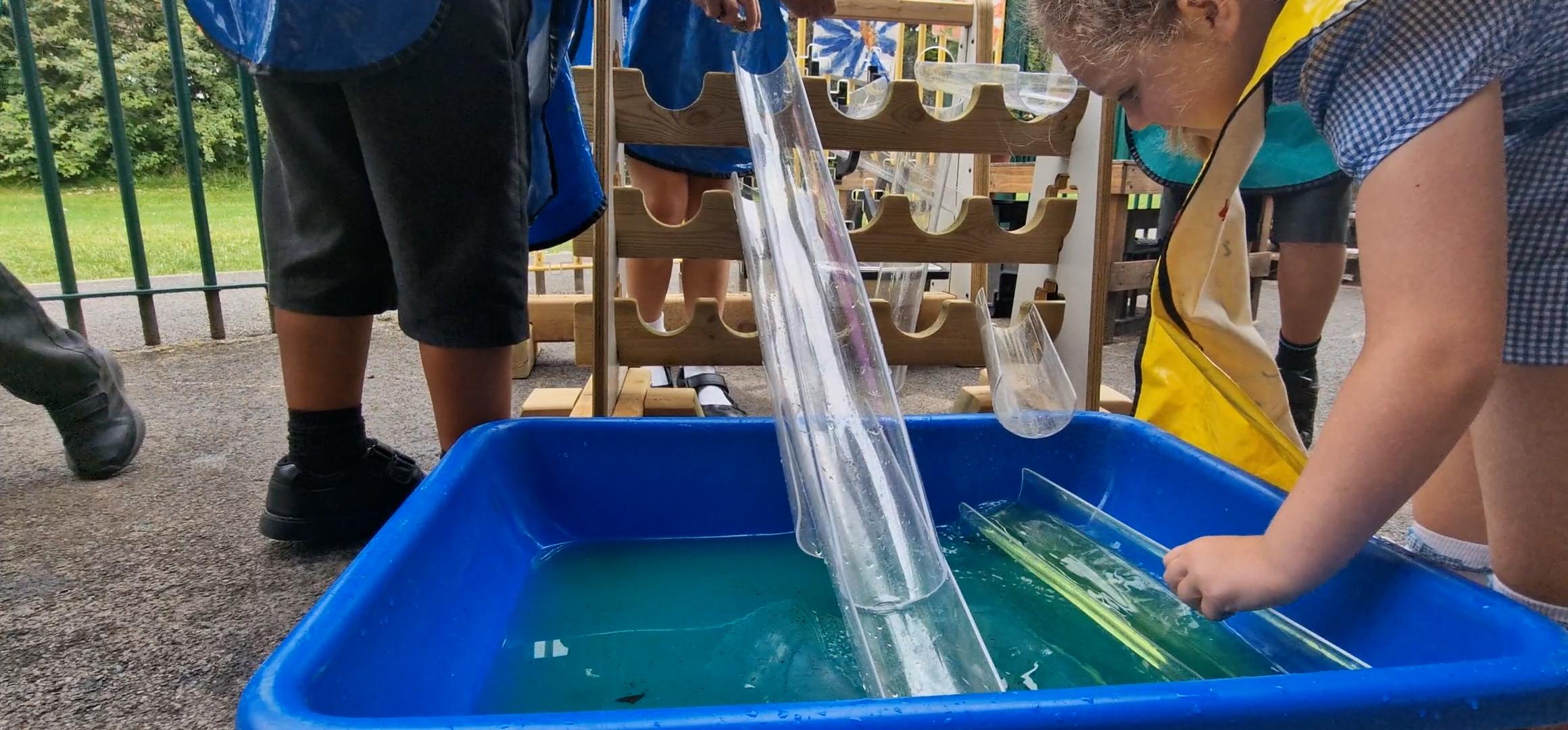 Water channel stands for primary school playgrounds