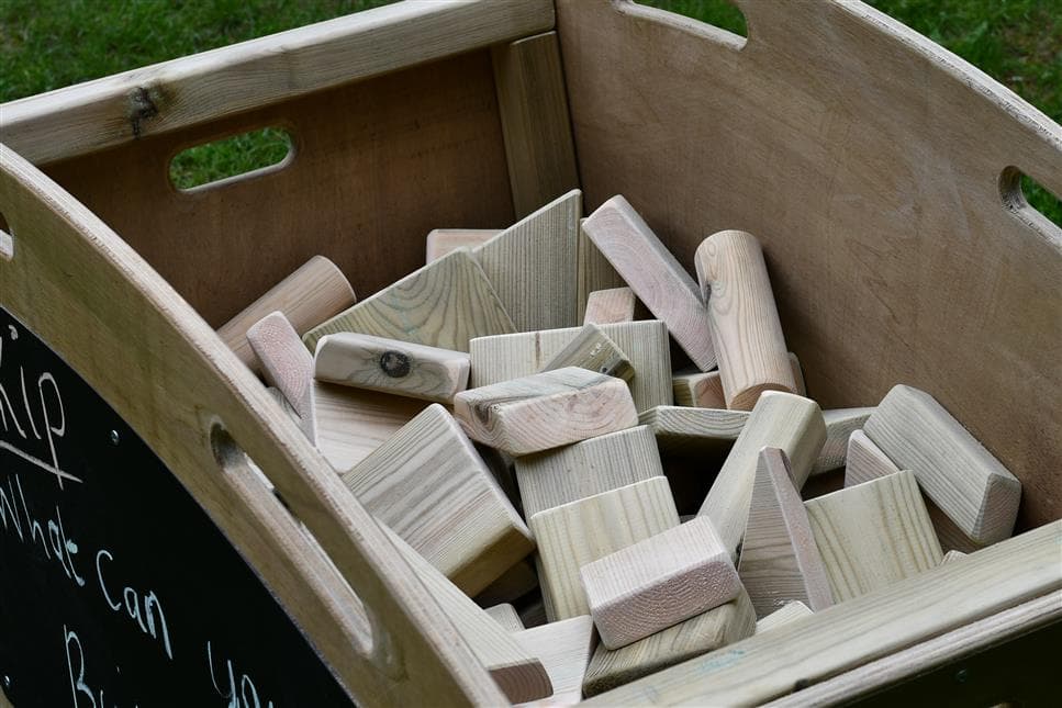 A close up shot of the blocks in the skip