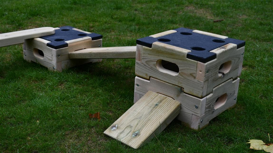 close up photo of the play builder with ramp connected 