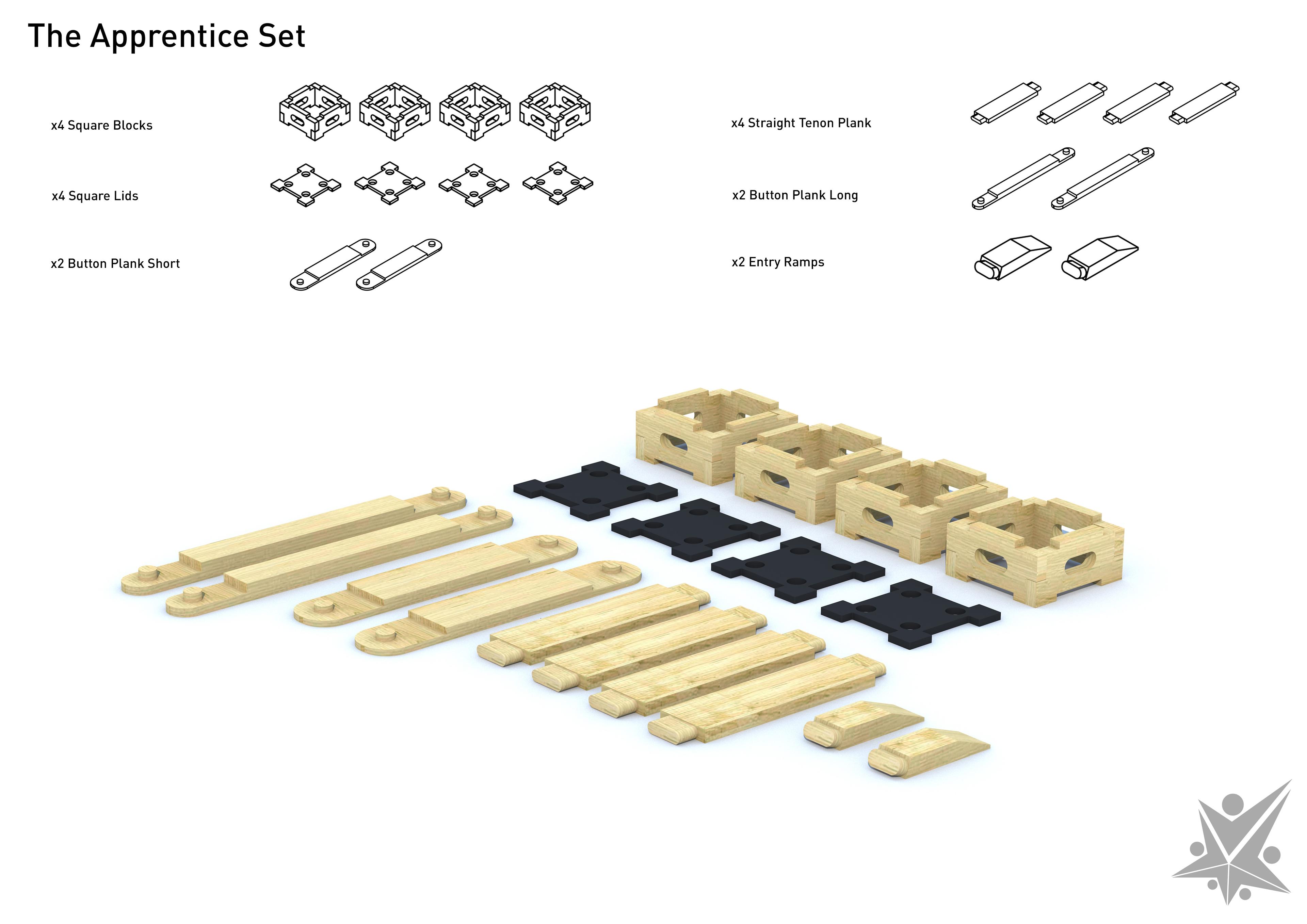 3D render of Play Builder Apprentice Set parts list 